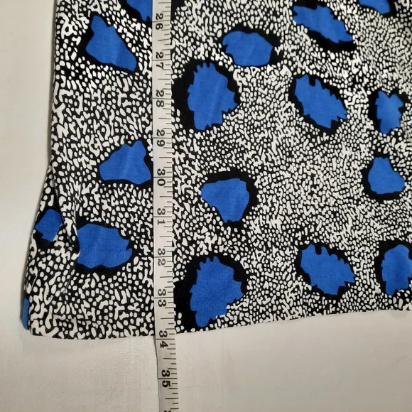 Diane Von Furstenberg Sz 12 Blue Leopard Jersey Knit Mini Dress 3/4 Sleeve - Picture 12 of 12